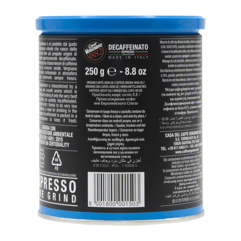 Entkoffeiniert 250g - Gemahlen  - Vergnano