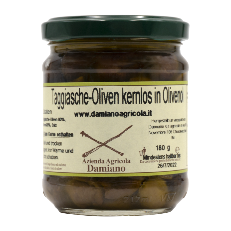 Taggiasca Oliven in Olivenöl extra nativ aus Ligurien 180 g