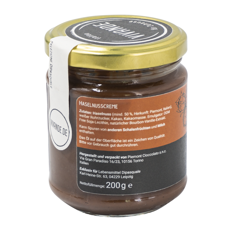 Nuss Nougat Creme aus Italien mit min. 55% Haselnüsse. Gianduja-Creme