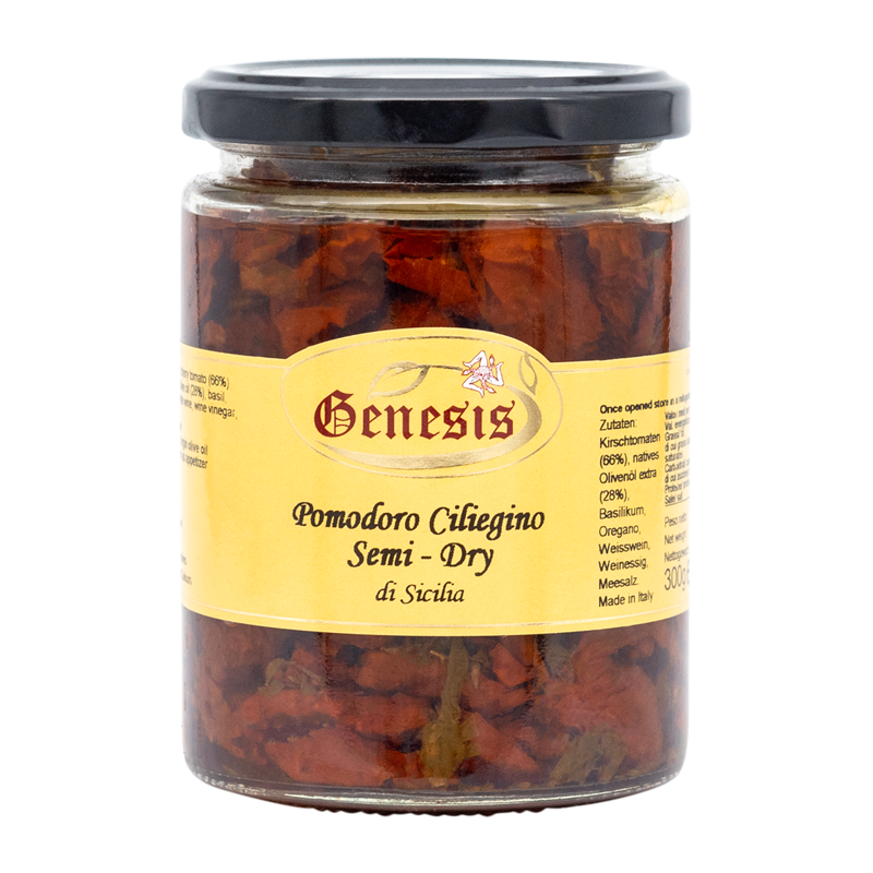 Halbgetrocknete Cherry-Tomaten in Olivenöl