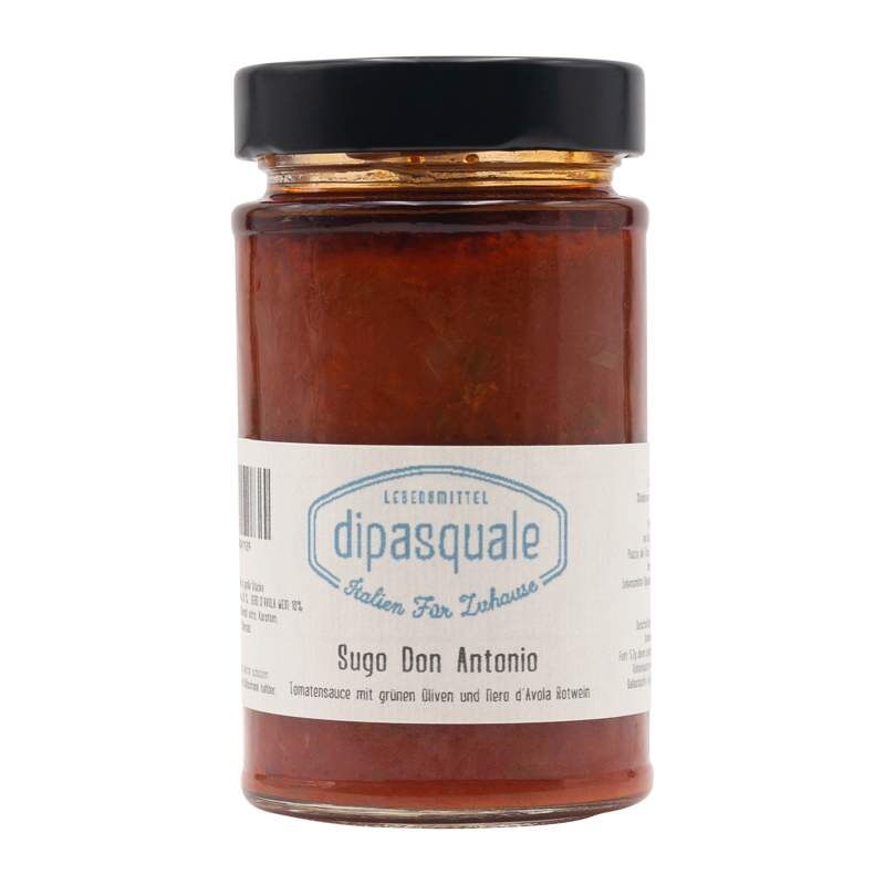 "Sugo Don Antonio" - Tomatensauce mit Oliven und Nero d'avola "Sugo Don Antonio" - Tomatensauce mit Oliven und Nero d'avola