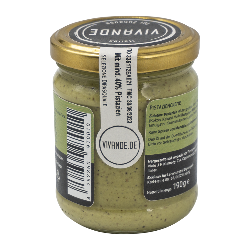Pistaziencreme 190g - Süßer Brotaufstrich - Crema al pistacchio 